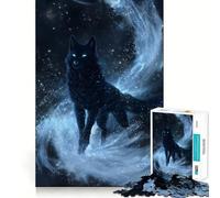 Puzzle for Adults 1000 Pieces Celestial Wolf in Starry Night Fine Cut Art Brain Boosting Play Quiet Time Game Xmas Leisure Gift (38x26cm)