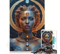 Puzzle for Adults 1000 Pieces Celestial Woman with Feathers And Jewels Fine Cut Art Brain Boosting Play Quiet Time Game Xmas Leisure Gift (38x26cm)