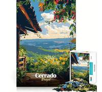 Puzzle for Adults 1000 Pieces Cerrado Brazil Landscape Illustration Fine Cut Art Brain Boosting Play Quiet Time Game Xmas Leisure Gift (50x75cm)