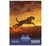 Puzzle for Adults 1000 Pieces Cheetah Leap at Sunset Jigsaw for Adults Family Games Home Decoration Unique Gifts for Birthday And Christmas 52x38cm/1000pcs