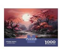 Puzzle for Adults 1000 Pieces Cherry Blossom Moonlit River Teenager Puzzles Toy Wall Decor Wall Decoration Unique Gifts for Birthday And Christmas 38x26cm/1000pcs