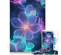 Puzzle for Adults 1000 Pieces Cherry Blossom Neon Fine Cut Art Brain Boosting Play Quiet Time Game Xmas Leisure Gift (38x52cm)