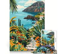 Puzzle for Adults 1000 Pieces Coastal Path with Flowers Flawless Edge Fun Smart Brain Activity Quiet Fun Play Christmas Home Art (38x52cm)