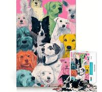 Puzzle for Adults 1000 Pieces Colorful Dogs Portrait Exact Edge Art Mental Exercise Fun Quiet Play Game Birthday Activity (50x75cm)