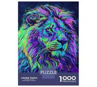 Puzzle for Adults 1000 Pieces Colorful Lion Wall Art Print-2 Puzzles for Adults Relaxing Games Precision Cutting Parent-child Interaction 70x50cm/1000pcs