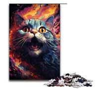 Puzzle for Adults 1000 Pieces Colorful Psychedelia of Cosmic Space Cats Jigsaw for Educational Game Challenge Toy Unique Home Decor And Gifts 75x50cm
