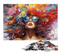 Puzzle for Adults 1000 Pieces Colorful Psychedelic Art Flower Woman Jigsaw Every Piece Is Unique - Challenging Family Fun Game 1000 PCS(38x26cm)