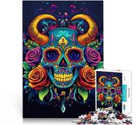 Puzzle for Adults 1000 Pieces Colorful skull art Familienspiel zum Stressabbau, schwierige Herausforderung für Heimdekoration52x38cm