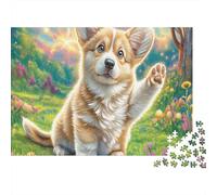 Puzzle for Adults 1000 Pieces, Corgi Puppy Waving Hello in Meadow, Pet, Impossible Hard Difficult Challenging, Home Decoration, Gift for Men & Women 52x38cm/1000pcs