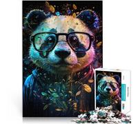 Puzzle for Adults 1000 Pieces Cosmic panda with glasses the jigsaw puzzle 26x38cm Stress Reliever Difficult Challenge for teenager Age 14+