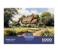 Puzzle for Adults 1000 Pieces Cottage by The Stream Puzzles for Adults Hands-on Game Difficult Hard Unique Gifts for Birthday And Christmas 52x38cm/1000pcs