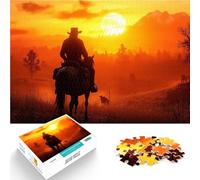 Puzzle for Adults 1000 Pieces Cowboy Sunset Ride Interessante Stressreduzierung Geburtstagsgeschenk, Geschenke, Wandkunst52x38cm
