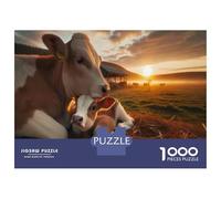 Puzzle for Adults 1000 Pieces Cows in The Sunset Puzzles for Adults Hands-on Game Difficult Hard Unique Gifts for Birthday And Christmas 38x26cm/1000pcs