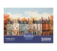 Puzzle for Adults 1000 Pieces Cozy Row Houses in Autumn Puzzles for Adults Hands-on Game Difficult Hard Unique Gifts for Birthday And Christmas 52x38cm/1000pcs