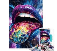 Puzzle for Adults 1000 Pieces Crystal Tongue And Lips, Abstract Art, Cosmic Sparkle Jigsaw Puzzles for Teenagers Staycation Kill Time Fun Activities at Home Unique Challenge Game (Size 50x75cm)