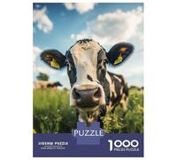 Puzzle for Adults 1000 Pieces Curious Cow in Field Jigsaw for Adults Family Games Home Decoration Unique Gifts for Birthday And Christmas 38x26cm/1000pcs