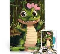 Puzzle for Adults 1000 Pieces Cute Alligator Illustration Stressabbau-Spielzeug Lernspiel für Geburtstag, Weihnachten52x38cm