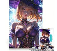 Puzzle for Adults 1000 Pieces Cute Anime Witch, Relaxing Games, Fun Activities at Home, with Matching Poster And Trivia Sheet 38x52cm