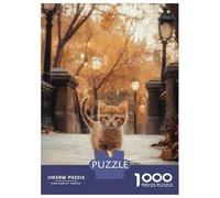 Puzzle for Adults 1000 Pieces Cute Kitten Walking on Pathway Adult Jigsaw Puzzle Hands-on Game Precision Cutting for Is Ideal As A Gift 38x26cm/1000pcs