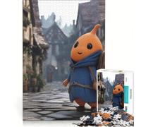 Puzzle for Adults 1000 Pieces Cute Orange Character in Medieval Town, Relaxing Games, Fun Activities at Home, with Matching Poster And Trivia Sheet 38x52cm