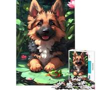 Puzzle for Adults 1000 Pieces Cute Puppy And Frog on Lilypad Jigsaw 1000 Piece Educational Toy Staycation Kill Time Birthday And Unique Gifts (38x52cm)