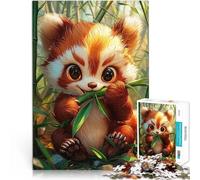 Puzzle for Adults 1000 Pieces Cute Red Panda Eating Bamboo Intellektuelles Spiel Geburtstagsgeschenk, Geschenke, Wandkunst52x38cm