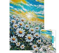 Puzzle for Adults 1000 Pieces Daisy Field Under A Sunny Sky Jigsaw Puzzles for Teenagers Staycation Kill Time Fun Activities at Home Unique Challenge Game (Size 50x75cm)