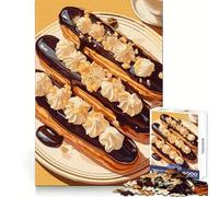 Puzzle for Adults 1000 Pieces Delicious Chocolate Eclairs with Cream Topping Flawless Edge Fun Smart Brain Activity Quiet Fun Play Christmas Home Art (38x52cm)