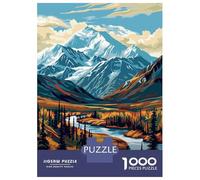 Puzzle for Adults 1000 Pieces Denali National Park Alaska Illustration Puzzles for Adults Relaxing Games Precision Cutting Parent-child Interaction 38x26cm/1000pcs