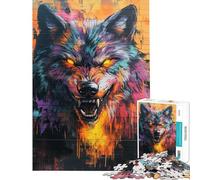 Puzzle for Adults 1000 Pieces Dire Wolf Graffiti Art Puzzle for Adults DIY Toys A Work of Art Unique Gifts for Birthday And Christmas (Size 38x26cm)