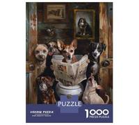 Puzzle for Adults 1000 Pieces Dog Reading Newspaper on Toilet Puzzles for Adults Relaxing Games Precision Cutting Parent-child Interaction 70x50cm/1000pcs