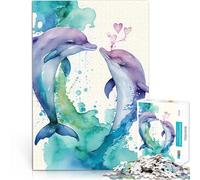Puzzle for Adults 1000 Pieces Dolphin Couple Love Story Handgeschwindigkeitswettbewerb Geburtstagsgeschenke75x50cm