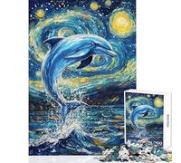 Puzzle for Adults 1000 Pieces Dolphin's Starry Leap Practical Game Stress Reliever Toy Wall Decor Artists Collection, Fine Art (50X75cm)