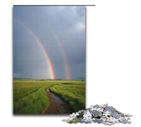 Puzzle for Adults 1000 Pieces Double Rainbow Across The Valley after The Rain Jigsaw Puzzle Every Piece Is Unique - Challenging Family Fun Game 1000 PCS(38x26cm)