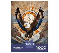 Puzzle for Adults 1000 Pieces Eagle Stained Glass Jigsaw for Adults Relax Games Analysis And Logic Birthday And Unique Gifts 38x26cm/1000pcs