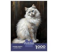 Puzzle for Adults 1000 Pieces Elegant White Cat Portrait with Blue Eyes Adult Jigsaw Puzzle Hands-on Game Precision Cutting for Is Ideal As A Gift 52x38cm/1000pcs