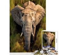 Puzzle for Adults 1000 Pieces Elephant Walking in Grass Hands-on Game Difficult Hard Home Decoration Toys Artists Collection, Fine Art (50X75cm)