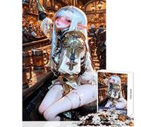 Puzzle for Adults 1000 Pieces Elf Girl in Tavern with Beer Practical Game Stress Reliever Toy Wall Decor Artists Collection, Fine Art (38X26cm)