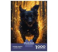 Puzzle for Adults 1000 Pieces Energetic Black Dog Portrait with Gold Jigsaw Puzzle Toy Wall Decor Birthday Present Unique Gifts for Birthday And Christmas 70x50cm/1000pcs