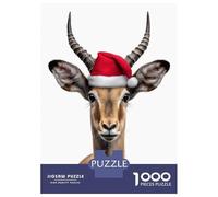 Puzzle for Adults 1000 Pieces Festive Impala with Santa Hat Jigsaw for Adults Family Games Home Decoration Unique Gifts for Birthday And Christmas 70x50cm/1000pcs