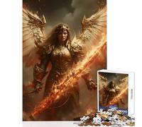 Puzzle for Adults 1000 Pieces Fiery Angel Warrior Adult Jigsaw Puzzles Difficult Hard Every Piece Is Unique - Unique Challenge Game (50x75cm)