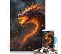 Puzzle for Adults 1000 Pieces Fiery Dragon Family Game Stress Reliever Difficult Challenge Suitable for desktop decoration 26x38cm