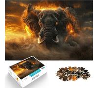 Puzzle for Adults 1000 Pieces Fiery Mammoth Stampede Familienspiel zum Stressabbau, schwierige Herausforderung Geschenk zum Geburtstag75x50cm