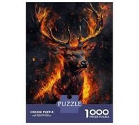 Puzzle for Adults 1000 Pieces Fiery Stag in Flames Jigsaw Puzzle Toy Wall Decor Birthday Present Unique Gifts for Birthday And Christmas 38x26cm/1000pcs