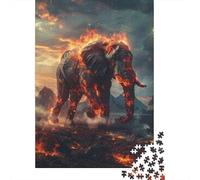 Puzzle for Adults 1000 Pieces Flaming Elephant Art Print Adult Jigsaw Brain Teaser Game Staycation Kill Time Parent-child Interaction 38x26cm/1000pcs