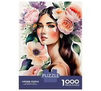Puzzle for Adults 1000 Pieces Floral Girl Watercolor Puzzles for Adults Hands-on Game Difficult Hard Unique Gifts for Birthday And Christmas 38x26cm/1000pcs