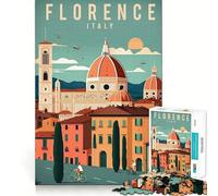 Puzzle for Adults 1000 Pieces Florence Italy Travel Art Exact Edge Art Mental Exercise Fun Quiet Play Game Birthday Activity (50x75cm)