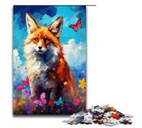 Puzzle for Adults 1000 Pieces Fox And Butterfly by SplattersLots of Coloured Cloud Jigsaw Every Piece Is Unique Challenging Family Fun Game 75x50cm