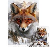 Puzzle for Adults 1000 Pieces Fox in Winter Wonderland Practical Game Stress Reliever Toy Wall Decor Artists Collection, Fine Art (50X75cm)
