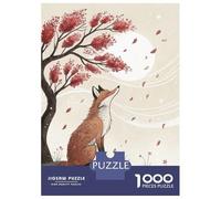 Puzzle for Adults 1000 Pieces Fox Under Autumn Tree Jigsaws for Adults Family Game Perfect Decoration Unique Gifts for Birthday And Christmas 52x38cm/1000pcs